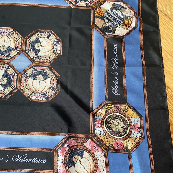 Rivetz of Boston 100% Silk Handmade Scarf Sailor’s Valentine 30” EUC - Picture 4 of 9